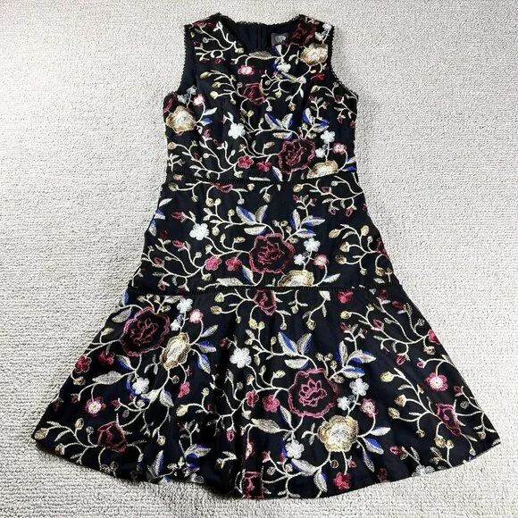 Vince Camuto Sleeveless Colorful Floral Dress Black Women’s Size 4 - Picture 1 of 16